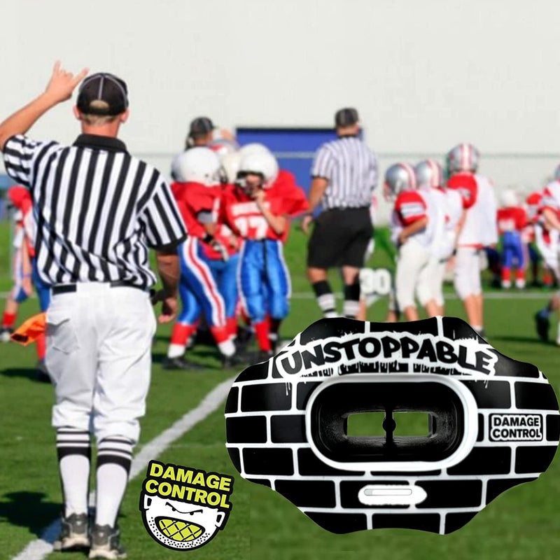 DAMAGE CONTROL Youth Football Mouth Guard – Breathable No Boil Mouthpiece, Protects Lips & Teeth, Works with Braces, Includes Helmet Strap – Sports Gear & Accessories (Unstoppable) - Image 5